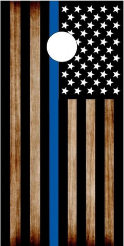 Burnt Thin Blue Line Flag Cornhole Boards