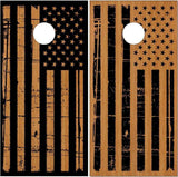 Distressed American Flag Wood Cornhole Boards