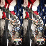 Lineman American Flag Wood Freedom Bundle